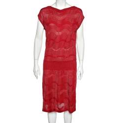 مملوكة مسبقًا M Missoni Red Patterned Wool Dress L