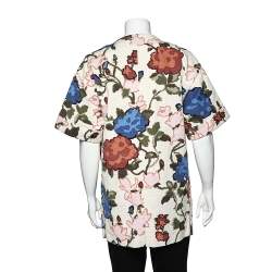 Pre Owned M Missoni Cream Watercolor Floral Printed Canvas Hook Front Long Jacket M