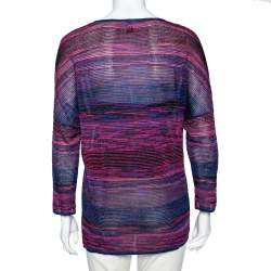 Pre Owned M Missoni Multicolored Lurex Knit V-Neck Top M