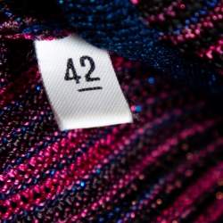 Pre Owned M Missoni Multicolored Lurex Knit V-Neck Top M