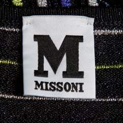 Pre Owned M Missoni Black & Multicolored Striped Lurex Knit Maxi Dress M
