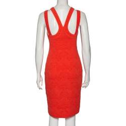 مملوكة مسبقًا فستان إم ميزوني جاكار مورد وردي بلا أكمام مقاس متوسط (ميديوم)