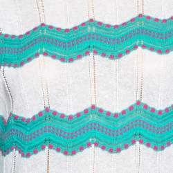 Pre Owned بلوزة ام ميزوني تريكو منقوش أخضر وأبيض بنمط واسع  مقاس صغير - سمول