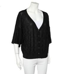 Pre Owned M Missoni Black Patterned Knit Oversized Short Cardigan XL