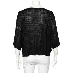 Pre Owned M Missoni Black Patterned Knit Oversized Short Cardigan XL