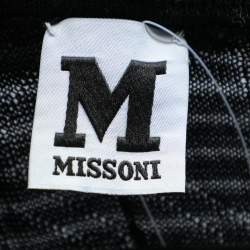 Pre Owned M Missoni Black Patterned Knit Oversized Short Cardigan XL