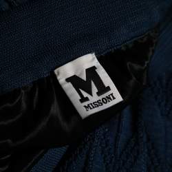 Pre Owned M Missoni Navy Blue Chevron Knit Maxi Skirt L