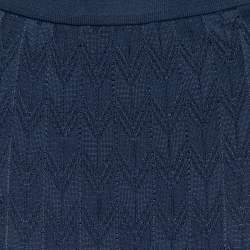 Pre Owned M Missoni Navy Blue Chevron Knit Maxi Skirt L