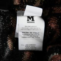 Pre Owned M Missoni Multcolored Patterned Merino Wool & Lurex Knit Long Cardigan M