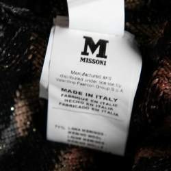 Pre Owned M Missoni Multcolored Patterned Merino Wool & Lurex Knit Long Cardigan M