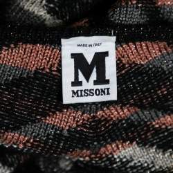 Pre Owned M Missoni Multcolored Patterned Merino Wool & Lurex Knit Long Cardigan M