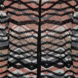 Pre Owned M Missoni Multcolored Patterned Merino Wool & Lurex Knit Long Cardigan M