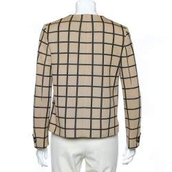 M Missoni Beige Windowpane Patterned Knit Button Front Cardigan M