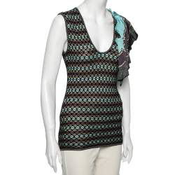 Pre Owned توب أم ميزوني تريكو مزخرف متعدد الألوان مزين حافة منفوشة مقاس صغير (سمول)