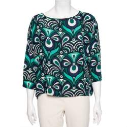 M Missoni Multicolor Printed Silk Crew Neck Top S