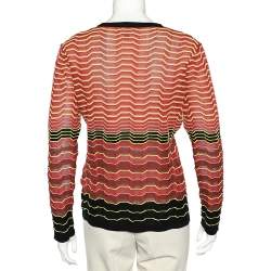 Pre Owned M Missoni Multicolor Patterned Knit Long Sleeve Top L