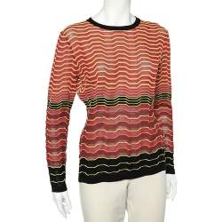 Pre Owned M Missoni Multicolor Patterned Knit Long Sleeve Top L