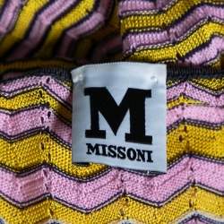 Pre Owned فستان بلا أكمام إم ميسوني تريكو قطن نمط مجعد مخرم متعدد الألوان متوسط الطول مقاس وسط - ميديوم