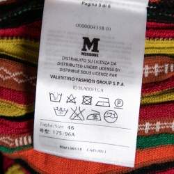 Pre Owned M Missoni Multicolor Striped Rib Knit Open Front Long Cardigan L