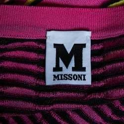 مملوكة مسبقًا M Missoni Pink Patterned Knit Open Front Cardigan M