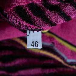 مملوكة مسبقًا M Missoni Pink Patterned Knit Open Front Cardigan M