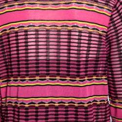 مملوكة مسبقًا M Missoni Pink Patterned Knit Open Front Cardigan M