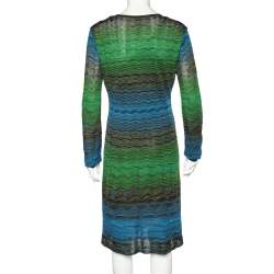 Pre Owned M Missoni Multicolor Patterned Knit Midi Dress L