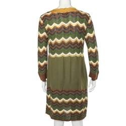 Pre Owned M Missoni Multicolor Patterned Wool Knit Mini Dress L