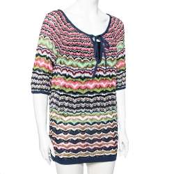 Pre Owned M Missoni Multicolor Perforated Knit Top M