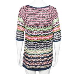 Pre Owned M Missoni Multicolor Perforated Knit Top M