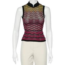 Pre Owned توب إم ميزوني تريكو نمط مموج متعدد الألوان بلا أكمام مقاس صغير - سمول