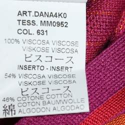 Pre Owned M Missoni Pink Floral Printed jersey & Striped Knit Dress L