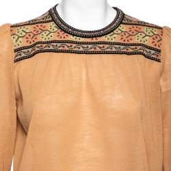 M Missoni Brown Patterned Wool Knit Top M