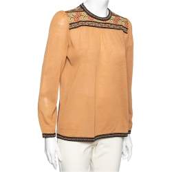 M Missoni Brown Patterned Wool Knit Top M