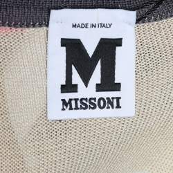 مملوكة مسبقًا M Missoni Multicolor Geometric Pattern Cotton Knit Plunging Neck Top M
