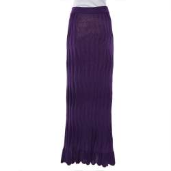 Pre Owned M Missoni Purple Patterned Wool Knit Maxi Skirt L
