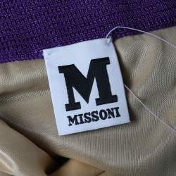 Pre Owned M Missoni Purple Patterned Wool Knit Maxi Skirt L