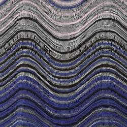 M Missoni Blue Wave Pattern Lurex Knit Shift Dress L