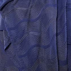 Pre Owned M Missoni Blue Patterned Knit Shawl Collar Shrug M