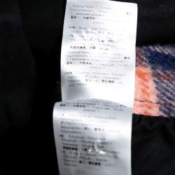 Pre Owned M Missoni Peach and Blue Stripe Printed Tweed Oversized Jacket S