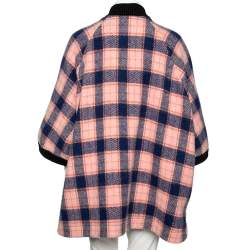 Pre Owned M Missoni Peach and Blue Stripe Printed Tweed Oversized Jacket S