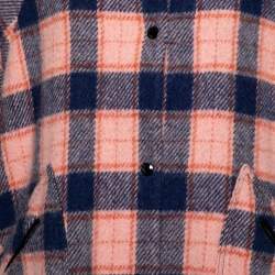 Pre Owned M Missoni Peach and Blue Stripe Printed Tweed Oversized Jacket S