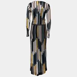 Pre Owned M Missoni Multicolored Stripe Patterned Knit Maxi Dress S