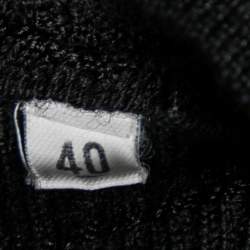 Pre Owned M Missoni Black Textured Knit Long Sleeve Belted Dress S