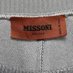 Pre Owned Missoni Silver Lurex Knit Track Pants M