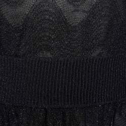 Pre Owned M Missoni Black Textured Knit Criss Cross Back Sleeveless Top M