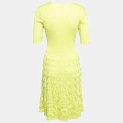 Pre Owned M Missoni Green Patterned Knit Round Neck Dress M