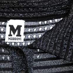 Pre Owned M Missoni Black Lurex Patterned Pointelle Knit Long Sleeve Dress M