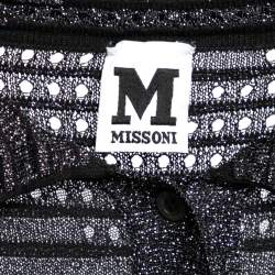 Pre Owned M Missoni Black Lurex Patterned Pointelle Knit Long Sleeve Dress M