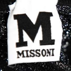 Pre Owned M Missoni Black Lurex Patterned Pointelle Knit Long Sleeve Dress M